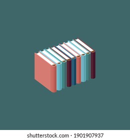 Modern minimalistic books isolated on background vector illustration, Book for bookshelf flat desing book. Decorative Many books. Colorful  books standing in the same row