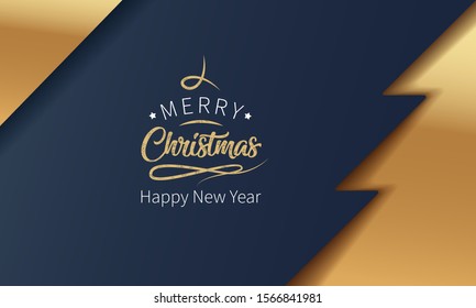 modern minimalistic christmas background in blue and gold