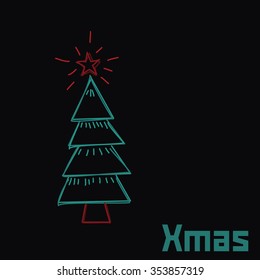 Modern minimalistic christmas tree in vector