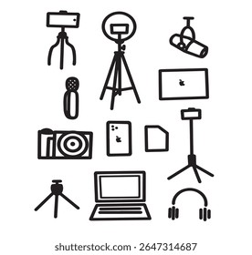 A modern, minimalistic content creator logo or icon featuring elements Ideal for representing vloggers, streamers, influencers, or digital media brands and content creator