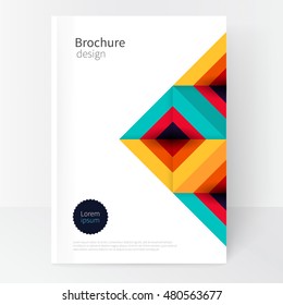 Modern Minimalistic cover template. Book design creative concept  cover for catalog, report, brochure.  turquoise, red & yellow abstract geometric background.geometric shapes Squares and triangles