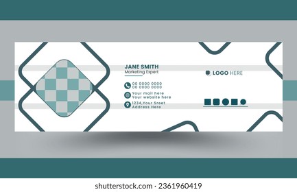 Modern Minimalistic creative professional corporate Email Signature Design Template in Rectangle size.