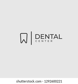 Modern minimalistic dentist logo design template. 
Line tooth creative symbol. Dental clinic vector sign mark icon.
