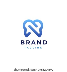 Modern minimalistic dentist logo design template. 
Line tooth creative symbol. Dental clinic vector sign icon.