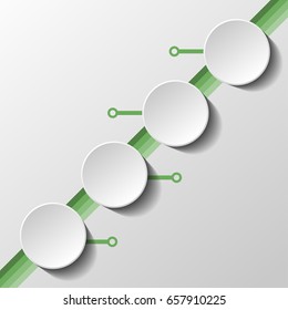 Modern minimalistic design. 3d composition of four rounds on monochrome background.