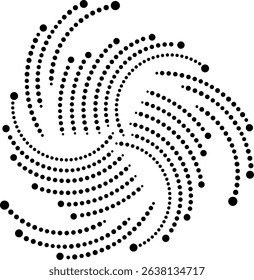 Modern Minimalistic Design Element of Rotating and Swirling Geometric lines with Gradation Effect, Dynamic Dotted Geometric Vector Illustration of Rotating lines with shooting star appearance 