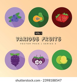 Modern minimalistic design Set of different fruits and berries