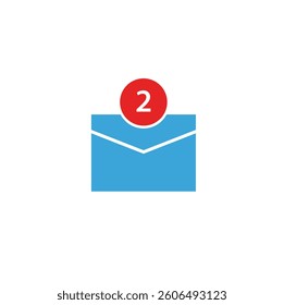 Modern Minimalistic E-mail Notification Vector Icon. Simple Blue Message icon for communication or mailing concept. Mail symbol isolated on white background. Can be used for web and mobile.