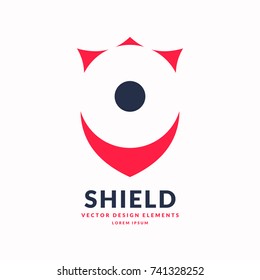 Modern minimalistic emblem shield. Vector sign and illustration