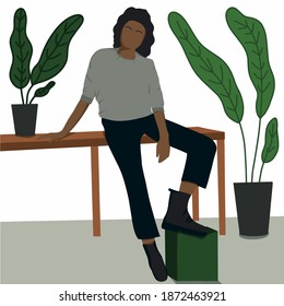 Modern minimalistic flat concept of woman. vector concept eps 10