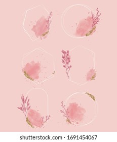 Modern Minimalistic and Floral templates with golden glitter