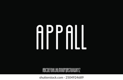 Modern minimalistic font. Futuristic and minimalistic sans serif font. Stylish alphabet with uppercase letters and numbers. Creative font for sport and science, music and technology industry.