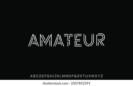 Modern minimalistic font. Futuristic and minimalistic sans serif font. Stylish alphabet with uppercase letters and numbers. Creative font for sport and science, music and technology industry.