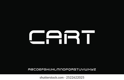 Modern minimalistic font. Futuristic and minimalistic sans serif font. Stylish alphabet with uppercase letters and numbers. Creative font for sport and science, music and technology industry.