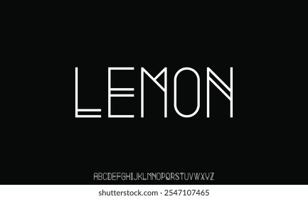 Modern minimalistic font. Futuristic and minimalistic sans serif font. Stylish alphabet with uppercase letters and numbers. Creative font for sport and science, music and technology industry.