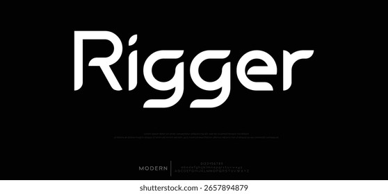 Modern minimalistic font. Futuristic and minimalistic sans serif font. Stylish alphabet with uppercase letters and numbers. Creative font for sport and science, music and technology industry.