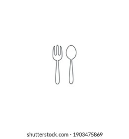 Modern Minimalistic Fork And Spoon Line Icon Vector . Simple Outline Icon For Food And Restaurant Concept. 