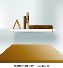Modern minimalistic furniture. Interior design. Bookshelf with table. Vector illustration.