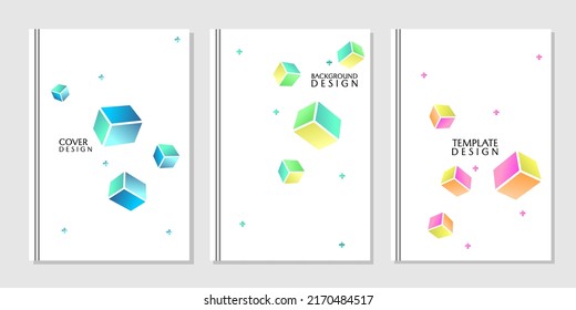 conjunto de cubiertas geométricas modernas y minimalistas. fondo de color blanco con elementos de cubo 3D. diseño de informes, folletos, catálogos