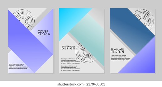 modern and minimalistic geometric cover set. intersecting gradient color background. design for reports, brochures, catalogs