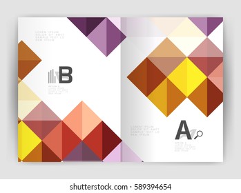 Modern minimalistic geometrical square business leaflet template design, a4 print template