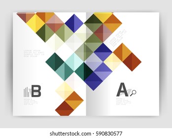Modern minimalistic geometrical square business leaflet template design, a4 print template
