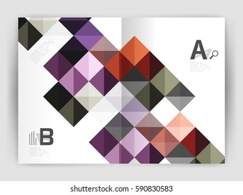 Modern minimalistic geometrical square business leaflet template design, a4 print template