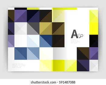 Modern minimalistic geometrical square business leaflet template design, a4 print template