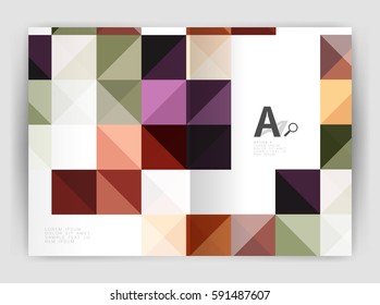 Modern minimalistic geometrical square business leaflet template design, a4 print template
