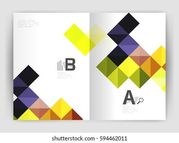 Modern minimalistic geometrical square business leaflet template design, a4 print template