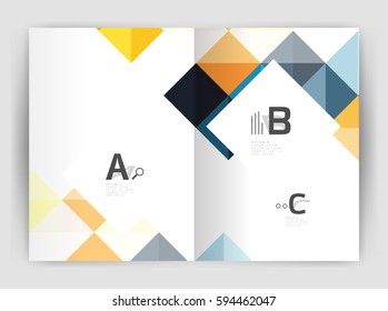 Modern minimalistic geometrical square business leaflet template design, a4 print template