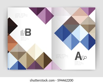Modern minimalistic geometrical square business leaflet template design, a4 print template