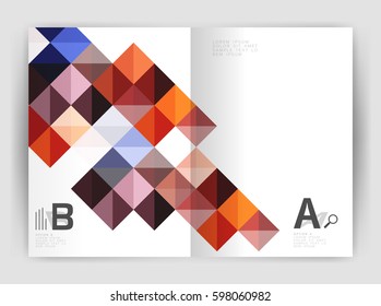 Modern minimalistic geometrical square business leaflet template design, a4 print template
