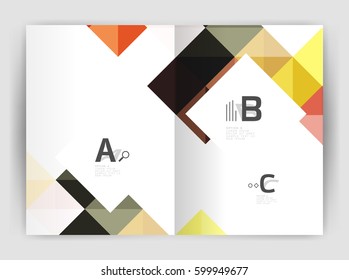 Modern minimalistic geometrical square business leaflet template design, a4 print template