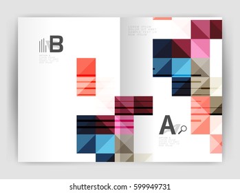 Modern minimalistic geometrical square business leaflet template design, a4 print template