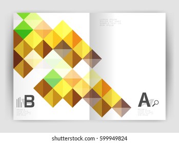 Modern minimalistic geometrical square business leaflet template design, a4 print template