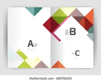 Modern minimalistic geometrical square business leaflet template design, a4 print template
