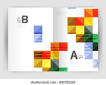 Modern minimalistic geometrical square business leaflet template design, a4 print template