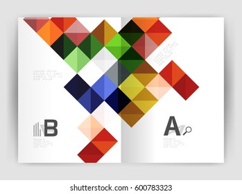 Modern minimalistic geometrical square business leaflet template design, a4 print template
