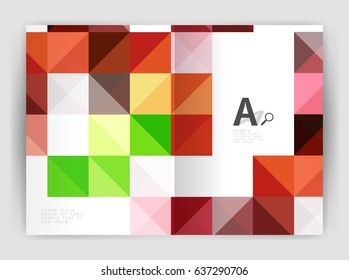 Modern minimalistic geometrical square business leaflet template design, a4 print template
