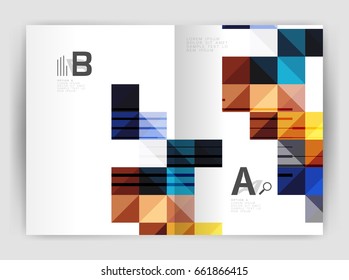 Modern minimalistic geometrical square business leaflet template design, a4 print template