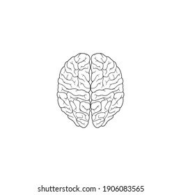 Modern Minimalistic Human Brain Line Icon Vector. Simple brain of human outline icon. Top View Brain Symbol isolated on white background.