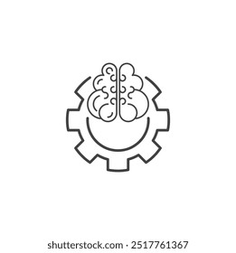 Cerebro humano minimalista moderno en el Vector de línea de ícono de configuración Cerebro de configuración o idea de esquema mental Concepto de configuración de la mente. Símbolo del cerebro aislado en el fondo blanco