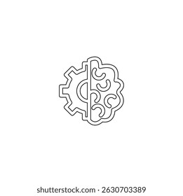 Modern minimalistic human brain in the setting icon line Vector. configuration brain or mind outline icon idea setting mind concept. Brain  symbol isolated on white background
