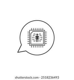 Modern minimalistic human design icon line vector. Thinking about human technology outline icon concept. human in the chip symbol isolated on white background