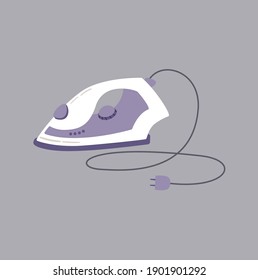 Modern minimalistic iron vector isolated on background. Simple iron icon. Smoothing-iron vector on top view. Housework equipment for clothes. Electronic home appliance vector illustration