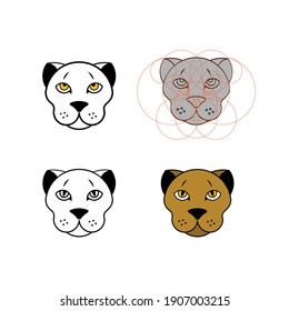 Modern, minimalistic leopard, head logo design in circle grid style
