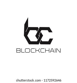 Modern minimalistic logo concept for blockchain and distributed ledger technology. Blockchain text and icon.