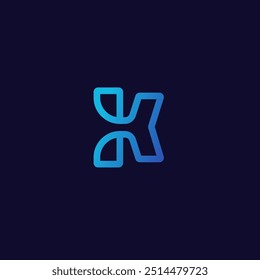 Modern minimalistic logo of the letter K in the form of an airplane. Logo in vector.