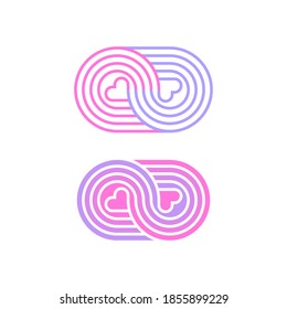 Logo minimalista moderno para impresión o aplicación. Los corazones de los amantes. Abrazo. K-pop. Ilustración del vector